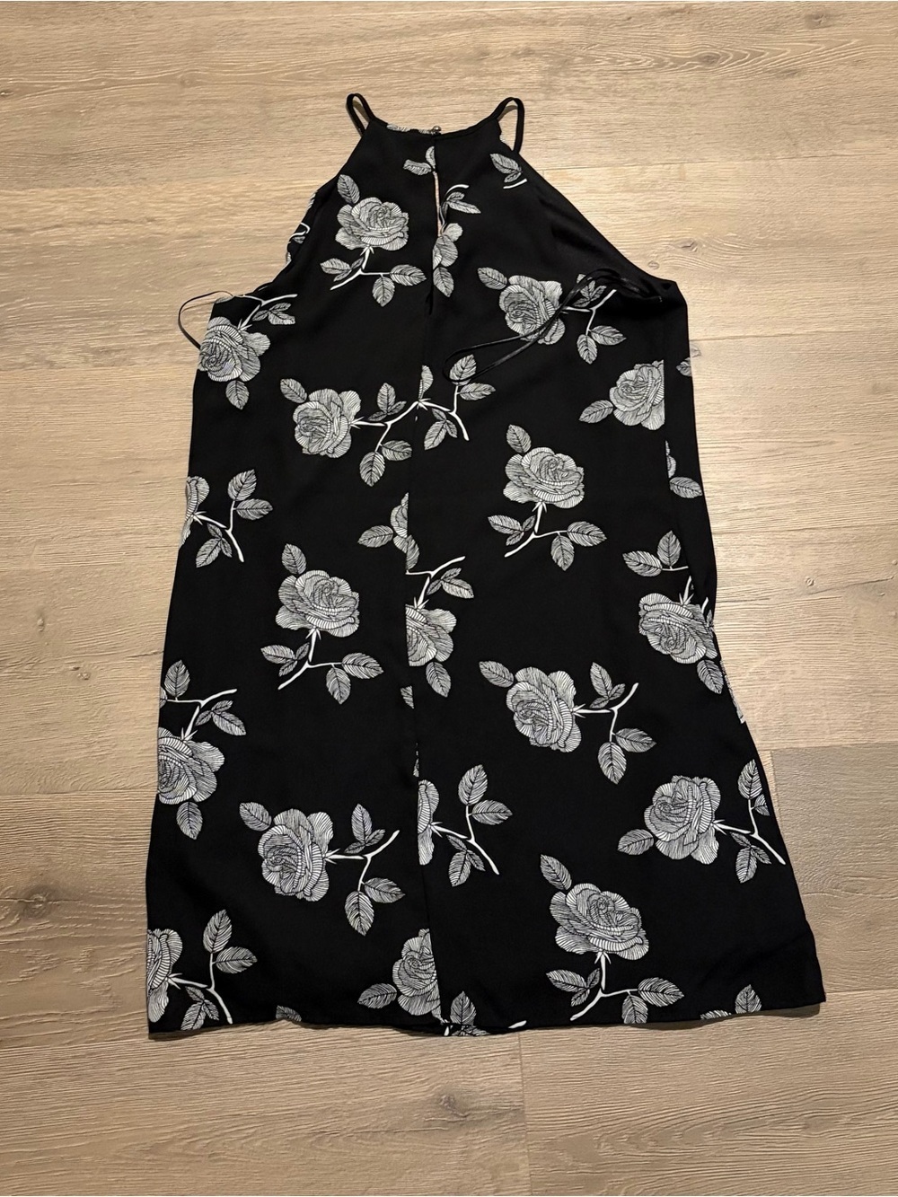 Candie's Black Dress with White Rose Print